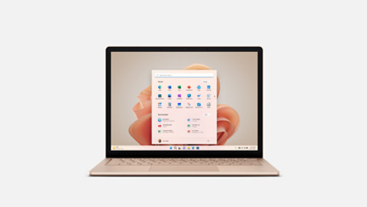 Surface Laptop 5 in Sandstone running Windows 11